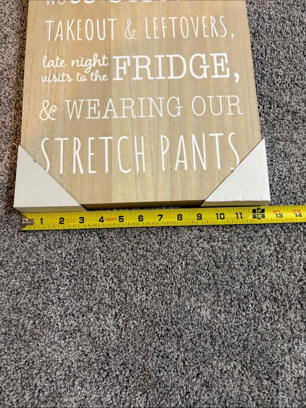 Welcome Kitchen Wall Sign - White Text on Tan Wood